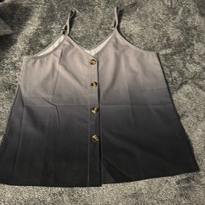 Women’s button up v-neck tank top.  Grey ombré. Size medium.